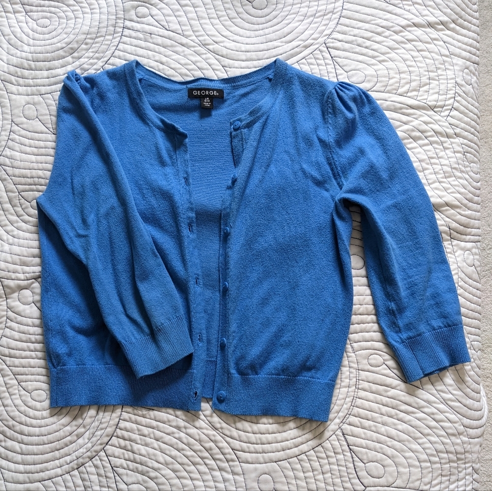 sky blue cropped mini cardigan